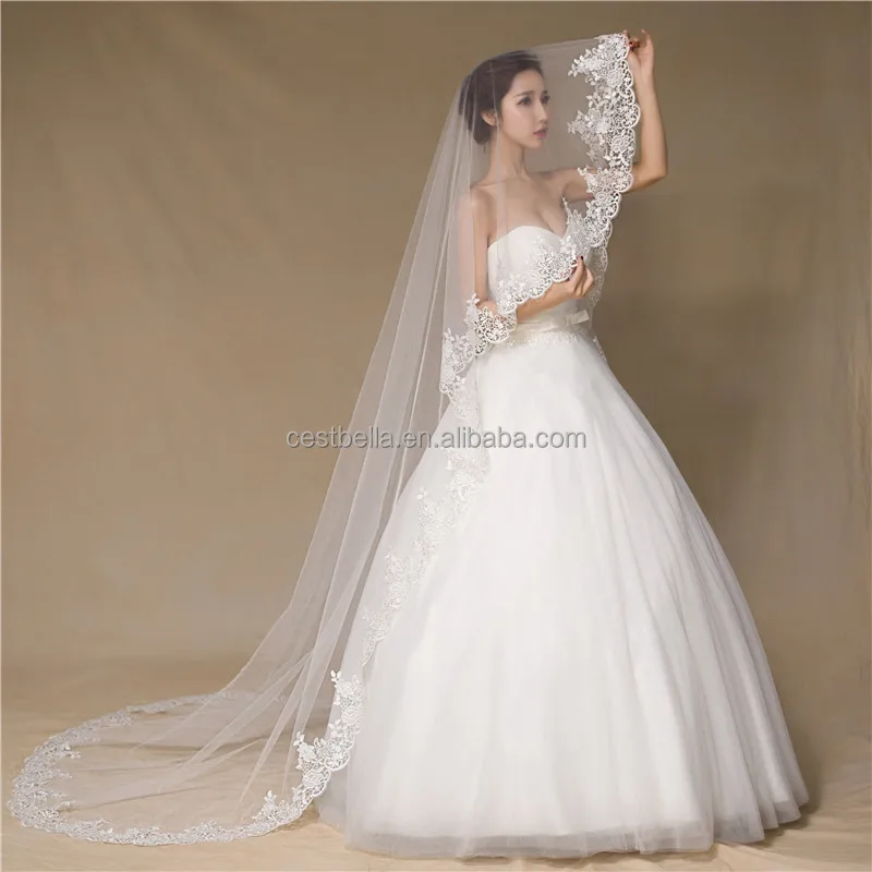 

Suzhou Factory Luxury High Quality Long Wedding Bridal Veil, White