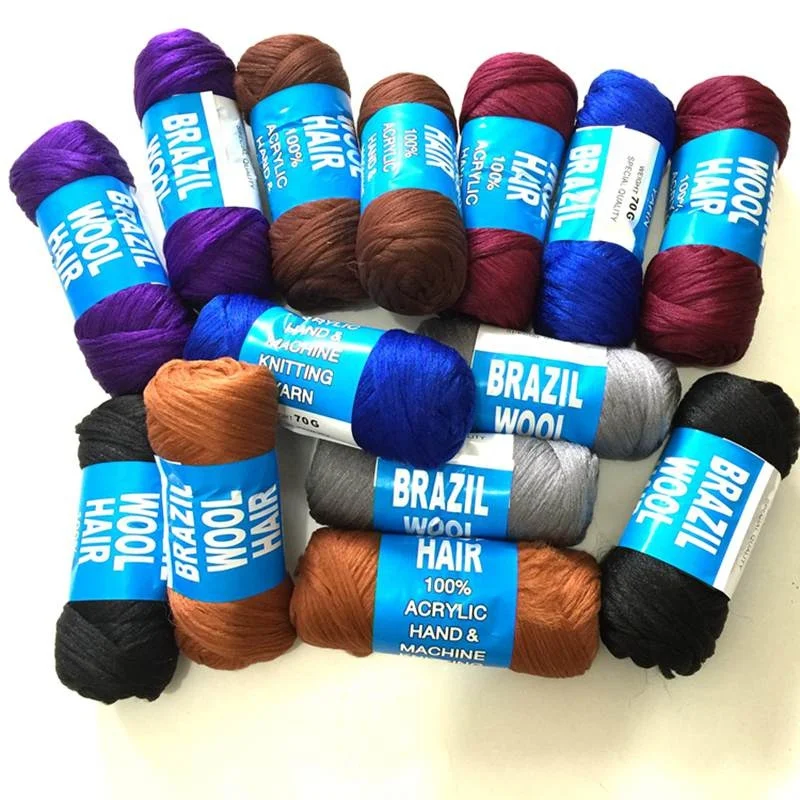 

14rolls/bag 23m Brazilian Wool Hair Acrylic Hand&Machine Knitting Yarn for African Hair Braiding Sengalese Twist Braids