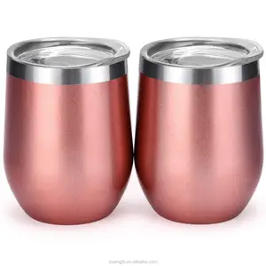 Image of Custom Stemless Steel Sublimation 12oz 16oz Double Wall Vacuum Insulated Stainless Wine Cup Tumbler With Lid