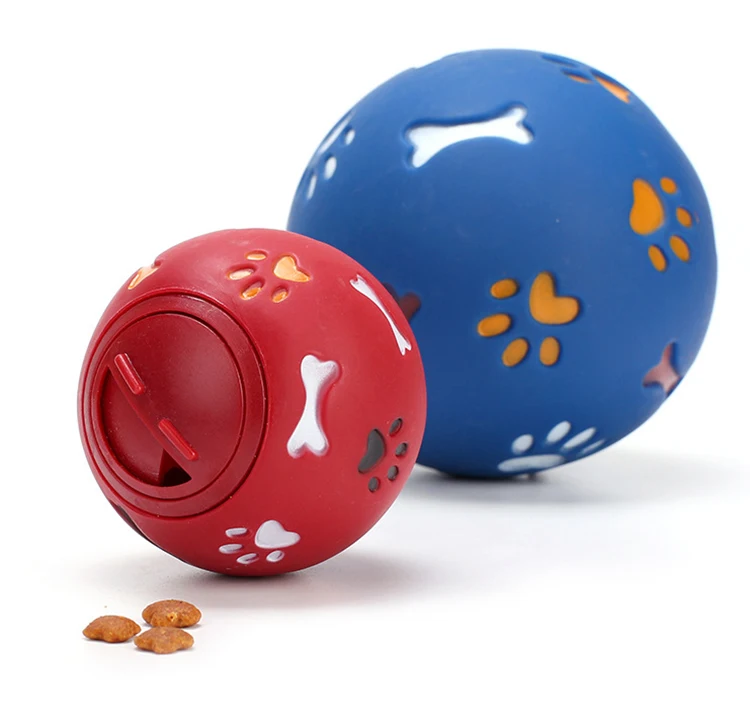

Pets dog toy eco-friendly rubber ball toys goods for dog food leaking balls chew toys, Red;blue