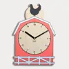 Non-Ticking, Silent,Modern, Clean, Cute Red Farmhouse shape wall clock for home decorative