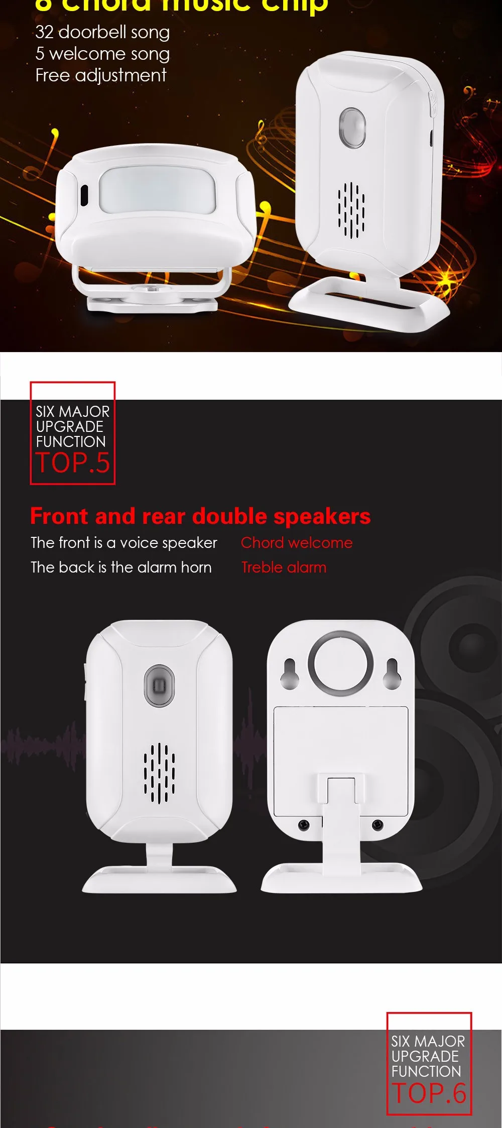 Separated Welcome Doorbell 280m Detect Distance Wireless Infrared Sensor Bell Ring Doorbell