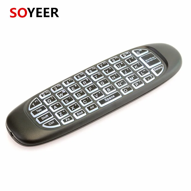 

SOYEER C120/G64 backlit keyboards 2.4G mini wireless remote control air mouse for android tv box, Black