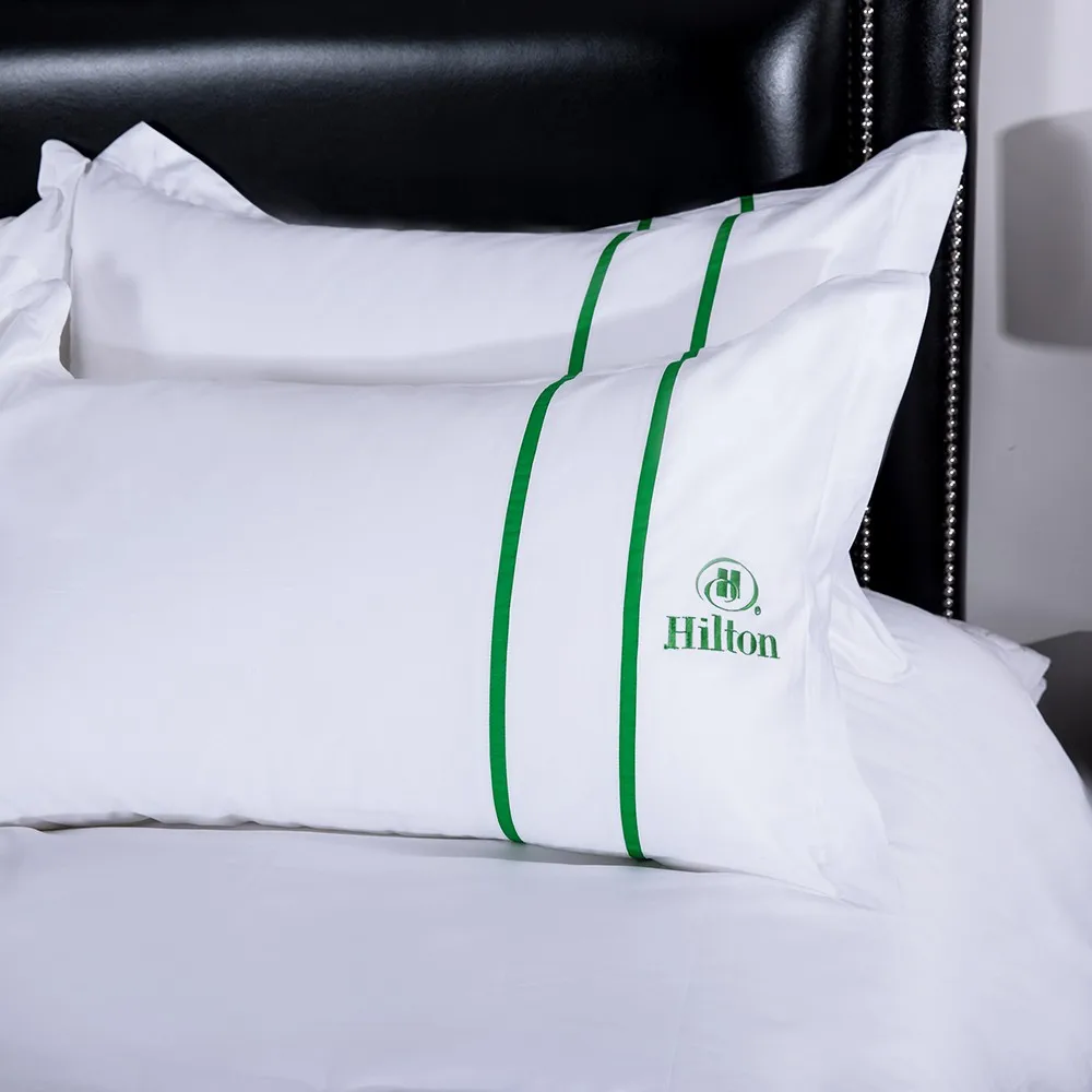 Luxury Wholesale Hotel Supplies 4pcs Bedding Set Logo Printing White 100 Cotton Hotel Bed Sheet
