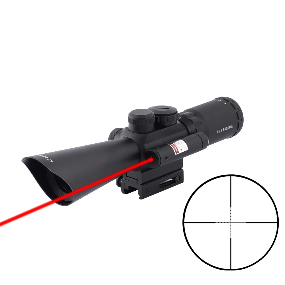 

SPINA Hunting Optics Riflescope 3.5-10x40mm Red Dot Sight Fiber Optic Rifle Scope, Black