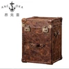 Small leather browm drawer chest leather luggage trunk American style trunk L801