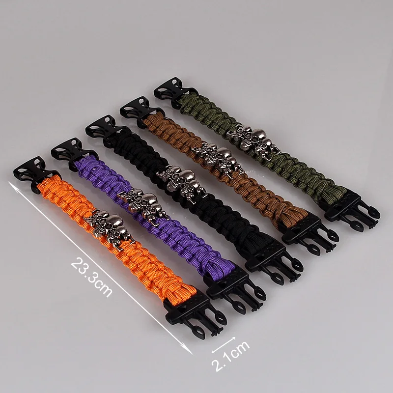 

Outdoor Camping Rescue Emergency Rope Parachute Cord Multicolor Survival Bracelet Multi-function Braided Bracelets, Colorful