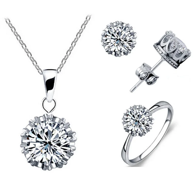 

Wedding Jewelry Sets Cubic Zircon crown necklace earring ring set, N/a