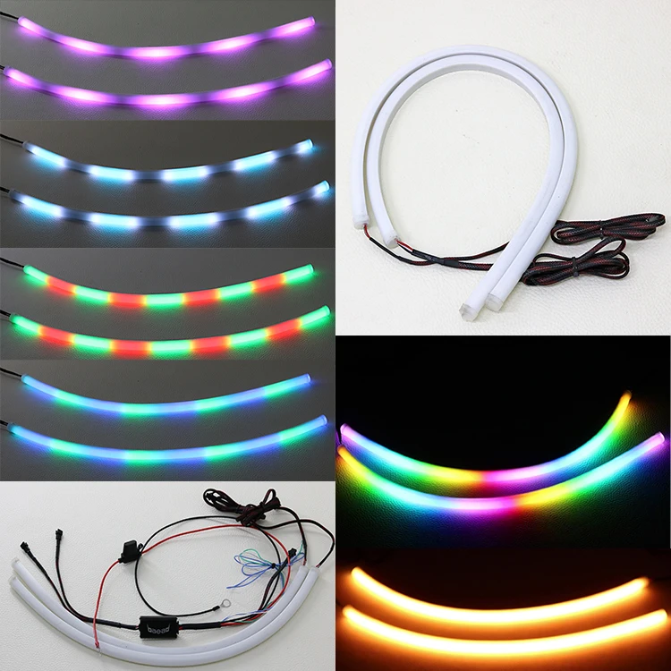 24" Chasing Flow Sequential Switchback Led Strip Light Tube Kit Drl For
