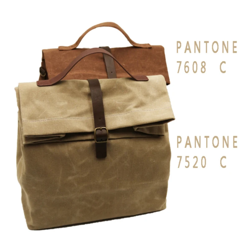 insulated waxed canvas lunch bolsa