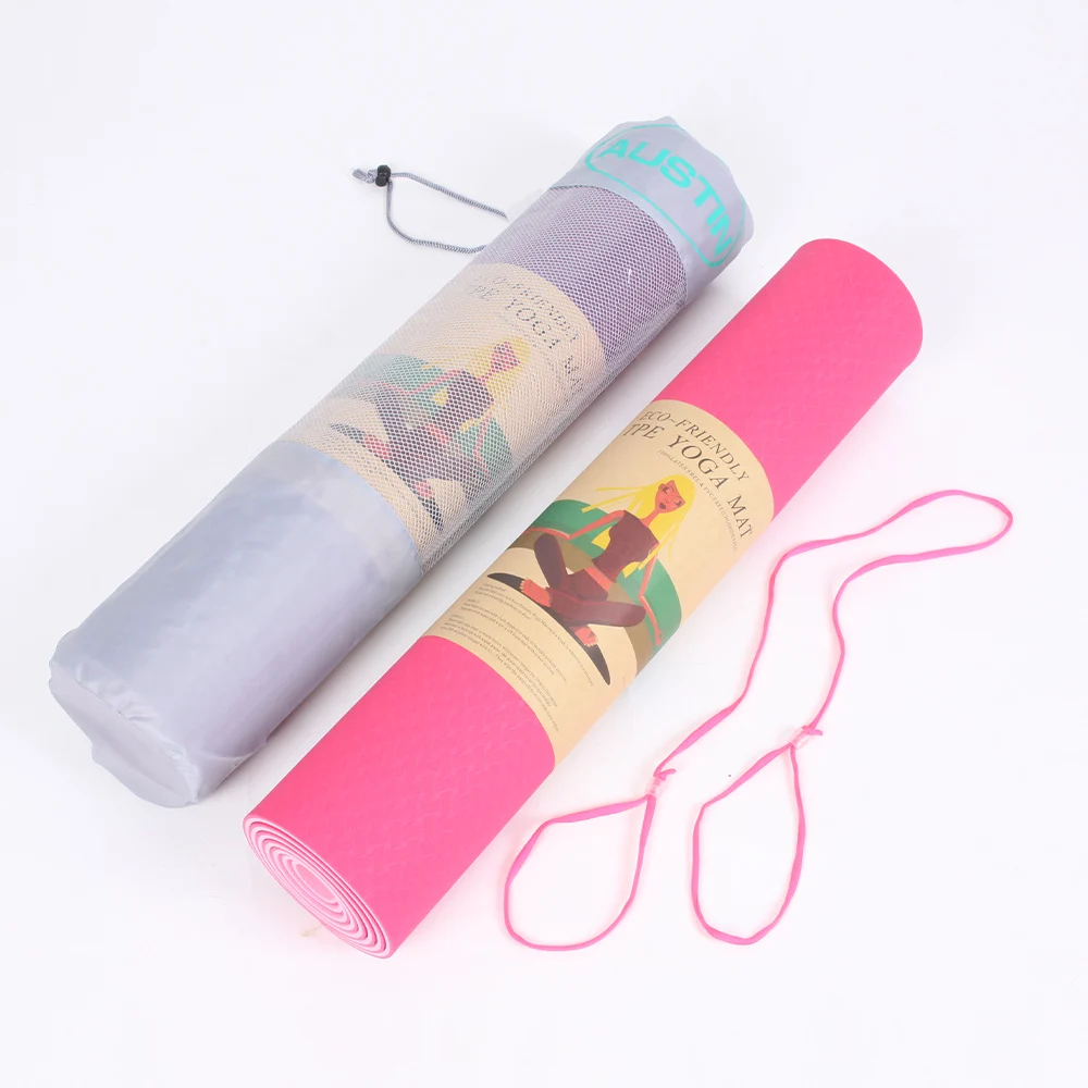 

Hot sale High Quality Eco-friendly anti-slip double layer yoga mat made of TPE 6mm with logo custom, Customized color