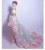 Wholesale beatiful flowers short front and long train wedding party dresses