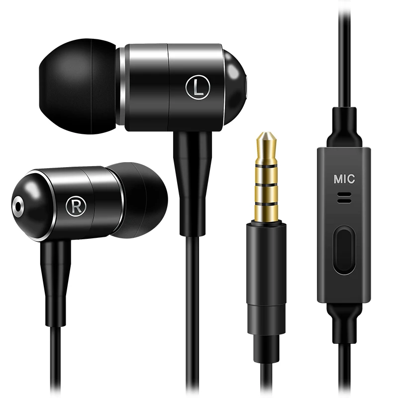 

Super bass stereo headphone wired in ear oem earbuds headphone earphone wired stereo headphones, Black