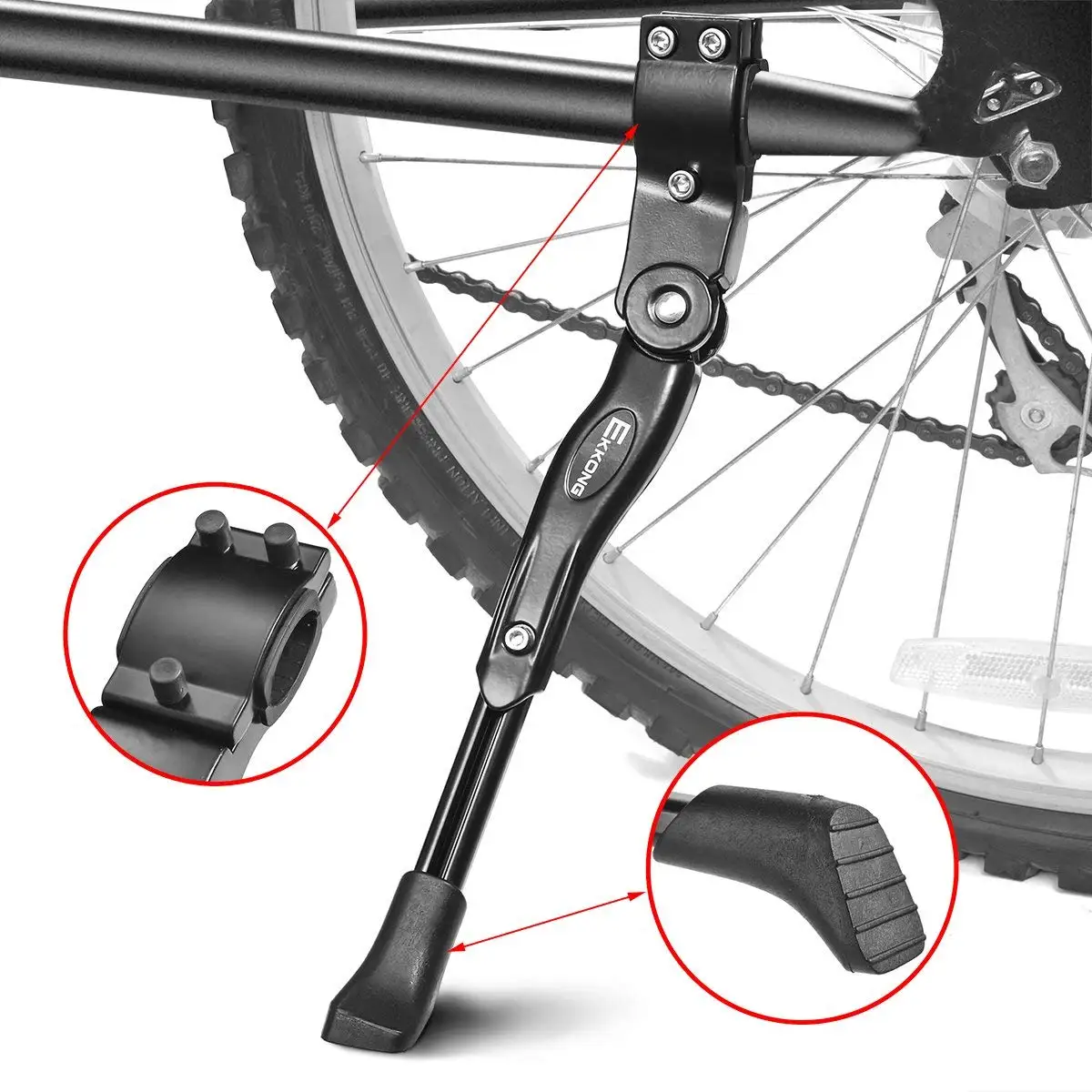 TAIKA Aluminum Alloy Adjustable Bicycle Kickstand Mountain Bike Fits 24-28 Inches Bicycles