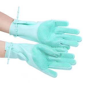 Kitchen Accessories Cleaning Tools Silicon Rubber Dish Glove Washing Scrubber For Kitchen