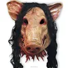 Animal Prop Latex Party Unisex Scary Pig Head Mask Latex Rubber Scary With Black Hair Creepy Halloween mask
