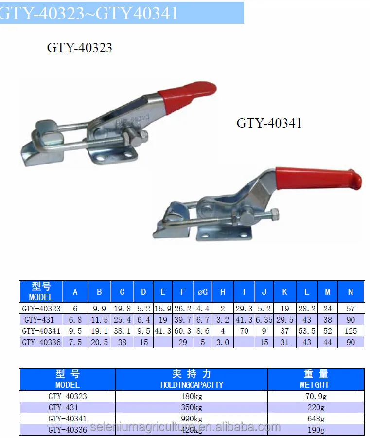 2178lb 990kg 40341 40341s Adjustable Heavy Duty Self Lock Latch Clamp ...