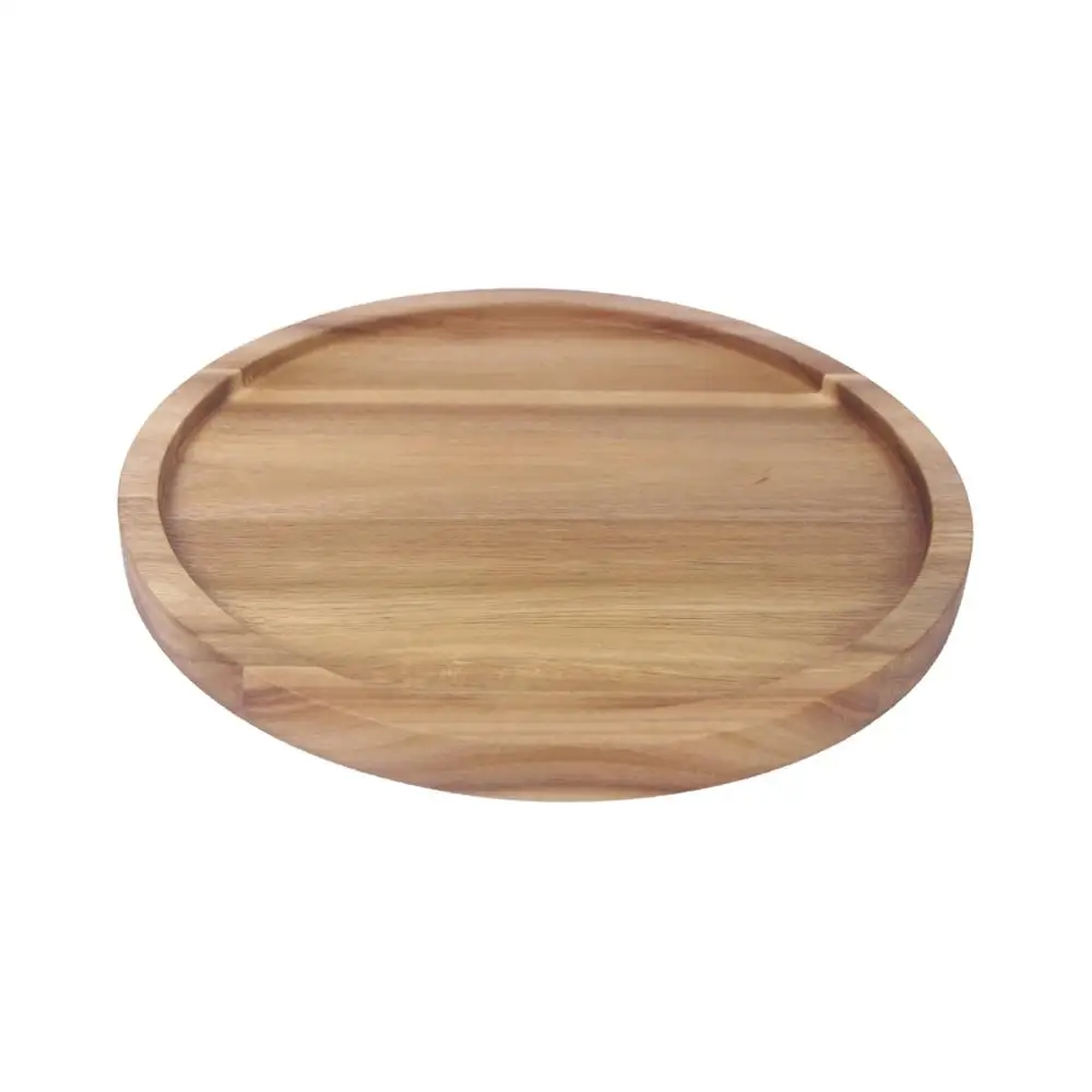 New Product Wholesale Durable Round Wood Serving Tray Acacia Wood Tray