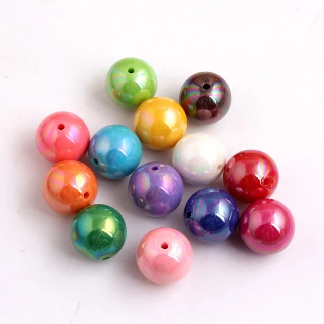 

Wholesale Good Quality Chunky Acrylic Solid AB Beads for Fashion Jewelry Necklace Making, Ab color or customized