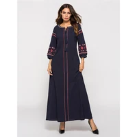 

Arabian large size women's dress muslim middle eastern national robe abaya floral dress