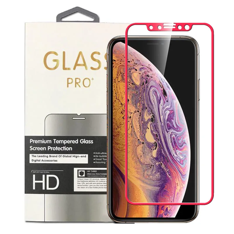 Titanium Alloy Frame Full Coverage Tempered Glass Screen Protector For iPhone 7 8 Plus X XS Max XR with Retail Box