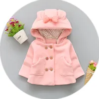 

Top quality thick infant button hooded coat baby winter coat warm