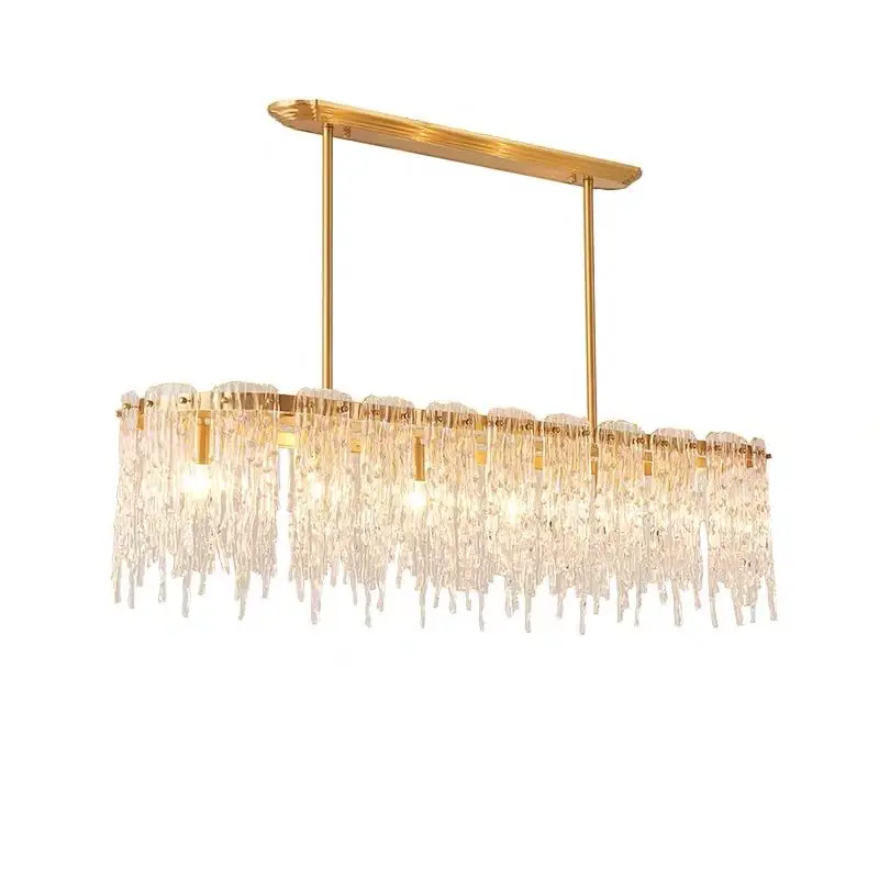 Modern rectangular led crystal chandelier luxury waterfall dining room chandelier