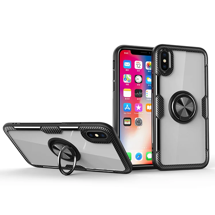 

High quality shockproof ring phone case back cover for iphone X case, 5 colors