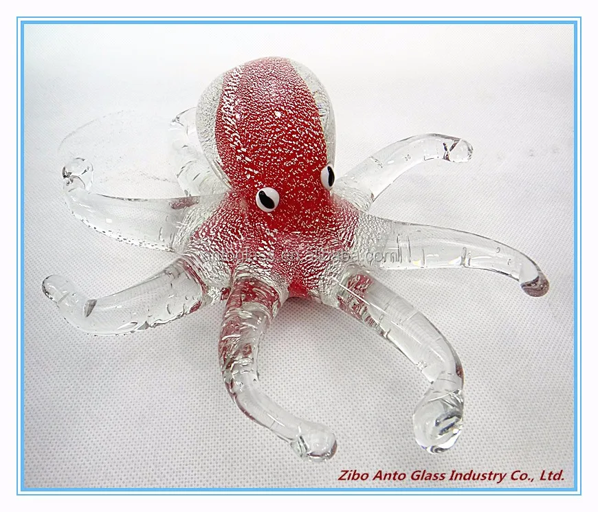 Hand Blown Art Glass Octopus Figurine,Art Glass Animal,Glass Decoration