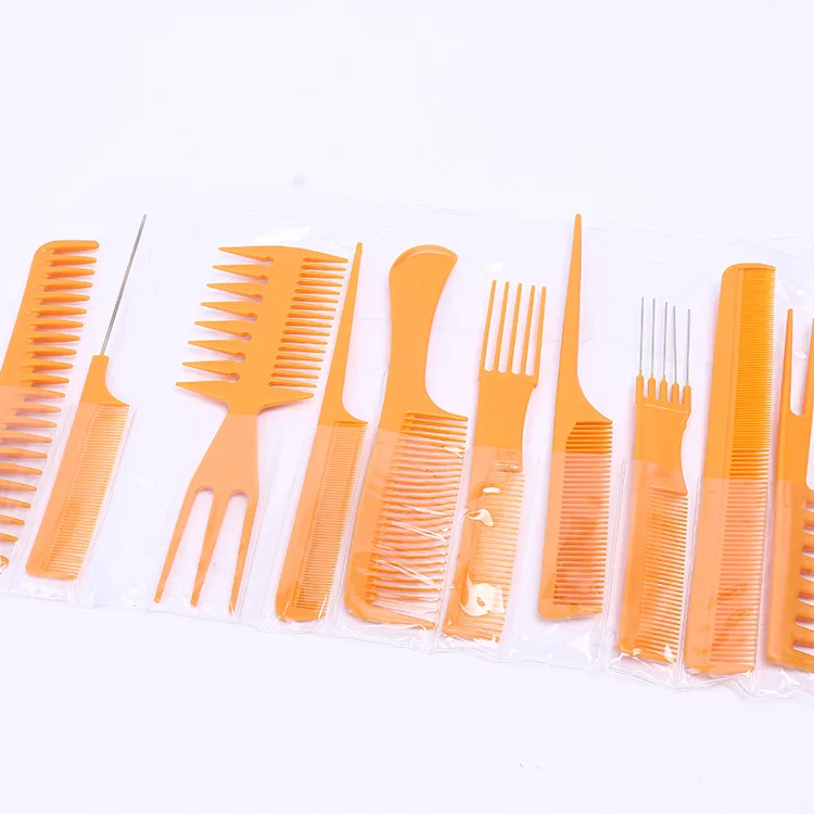 

10pcs Set Amber Brown Comb Hair Cutting Combs Salon Styling Tools 10 styles Professional Brush Kits