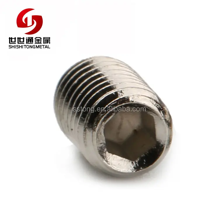 
DIN913 M2 M2.5 M3 M4 M5 304 Stainless Steel Metric Thread Grub Screws Flat Point Hexagon Socket Set Screws Headless 