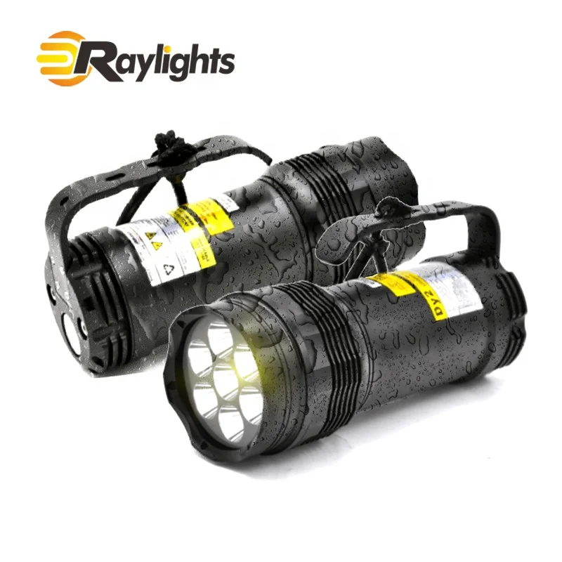 

7 x T6 LED Professional scuba diving equipment 120m rechargeable led underwater lighting / scuba diving flashlight torch, Black