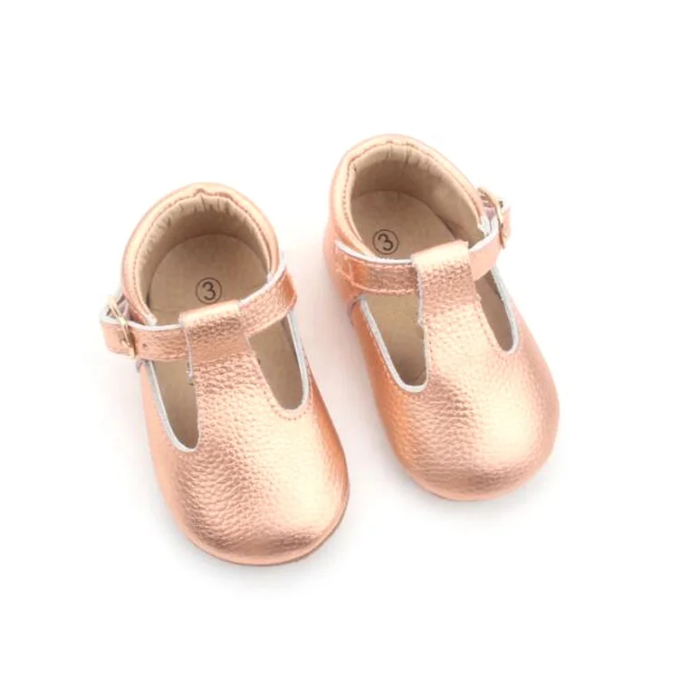 

Fast Shipping Rose Gold Baby Shoes Genuine Leather Shoes Tbar Kids Shoes