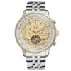 Jargar 034 Popular Luxury GMT Tourbillon Hollow-out Automatic Machinery Watch Stainless Steel Men Wrist Watch