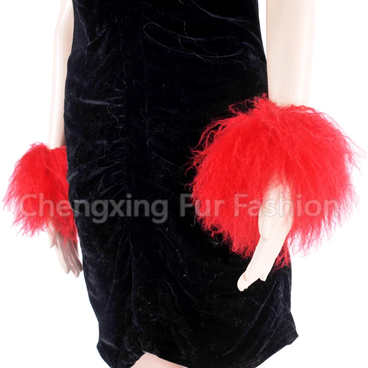 

CX-A-47C New Style Custom Women Genuine Mongolian Lamb Fur Cuff Bracelets