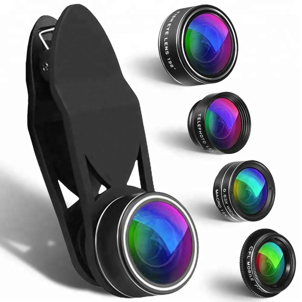 Hot selling 2018 amazon 5 in 1 lens kit cell phone camera lens kit