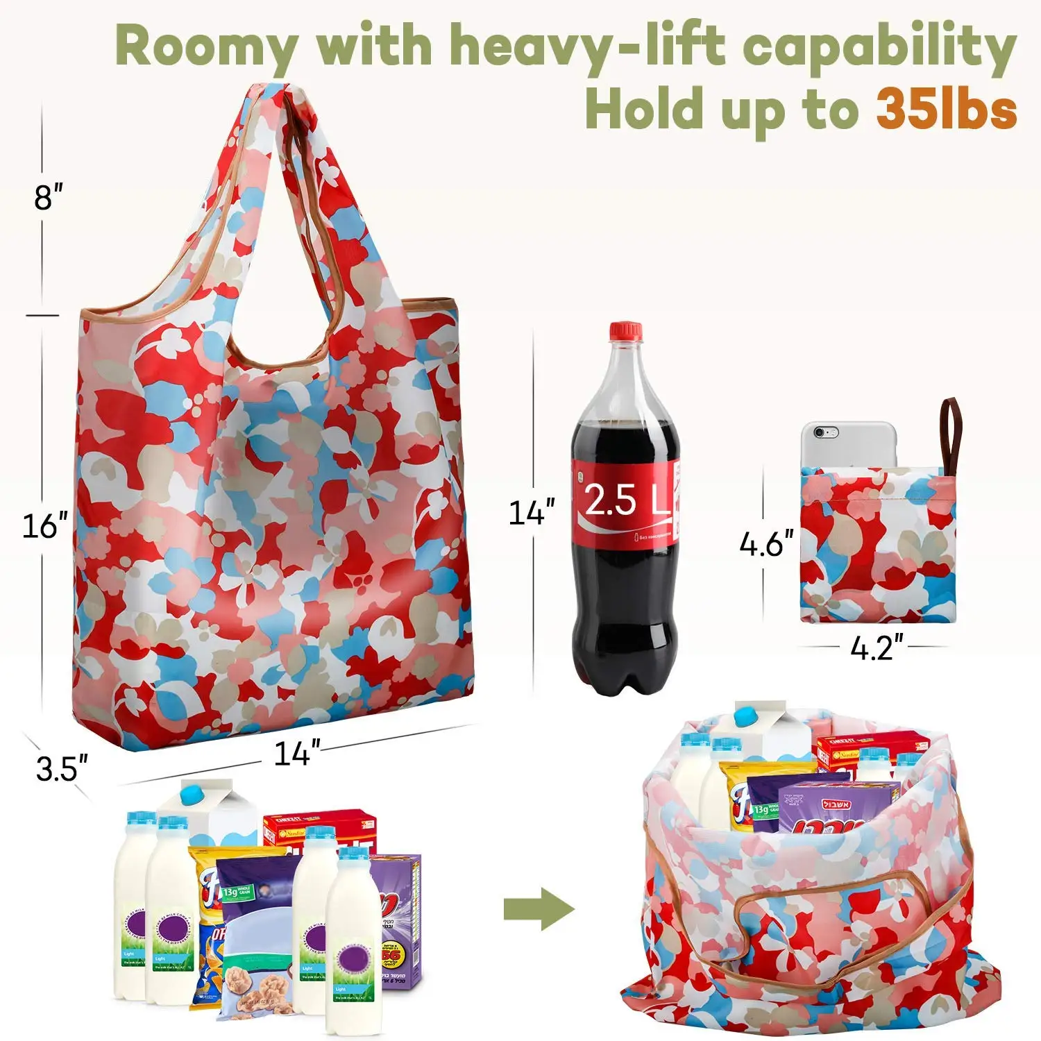 compact reusable grocery bags