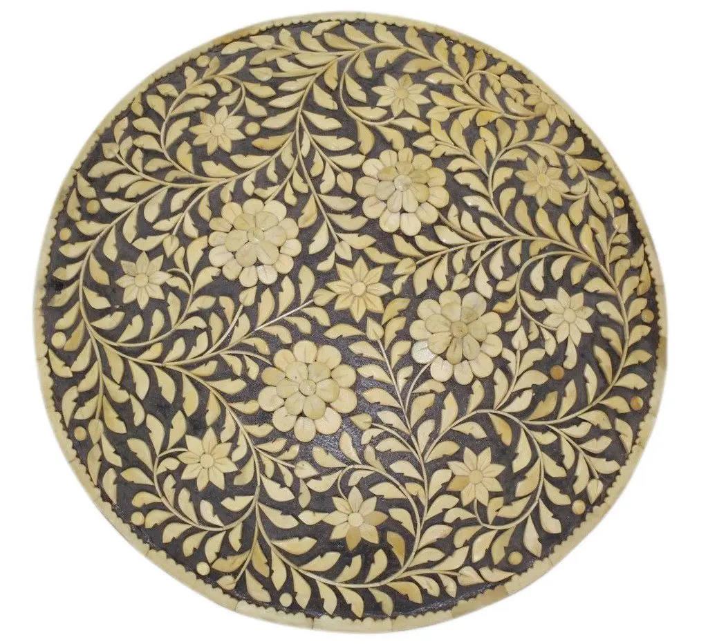 Rajasthan Gems Indian Handmade Natural Camel Bone on Steel Battle Armory Shield Dhal 18" Inches