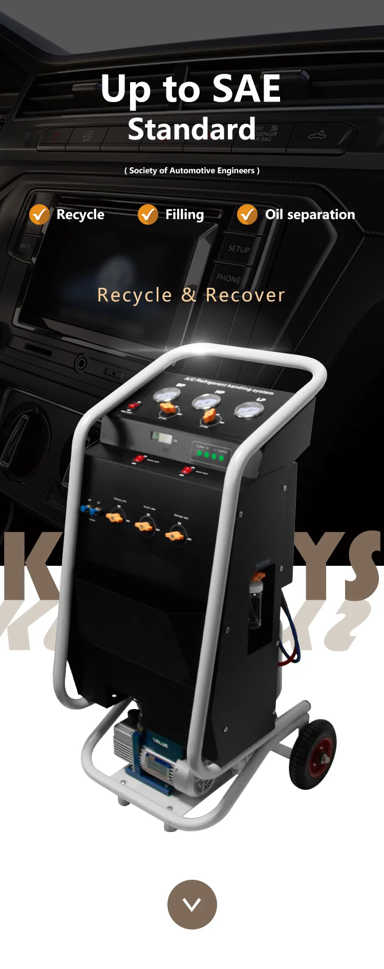 Car AC Refrigerant Recycle Recovery Machine Flushing Machine