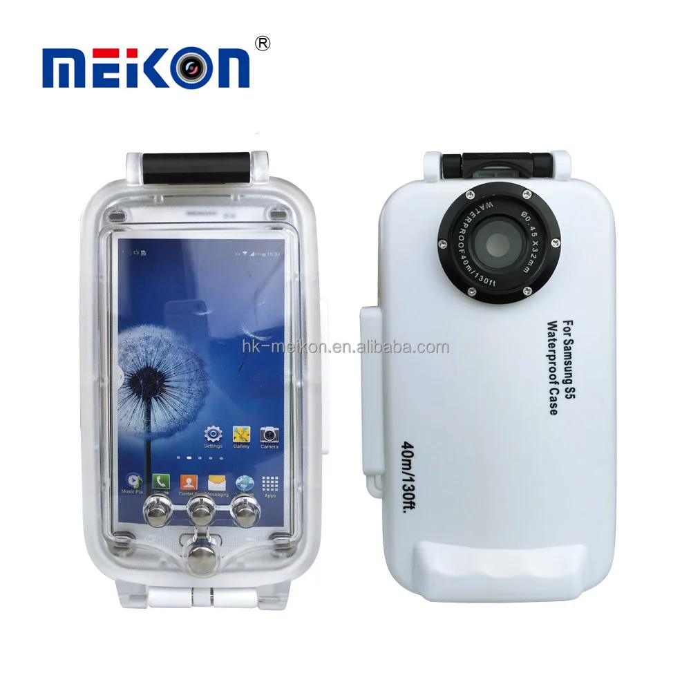 

Meikon 40m Rated Dive Professional Submersible Underwater Photo Video Housing Swimming Skin Protective Case Cover for Samsung S5, White;black