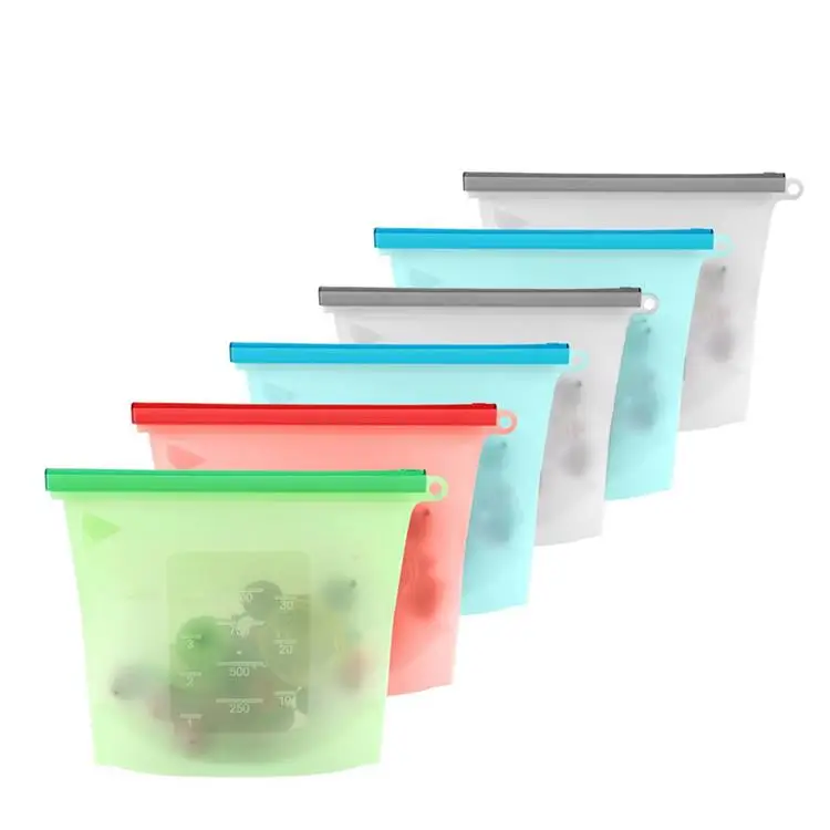 

Wholesale Reusable Silicone Food Fresh Storage Bag, Red/blue/white/green or according to customers' requests.