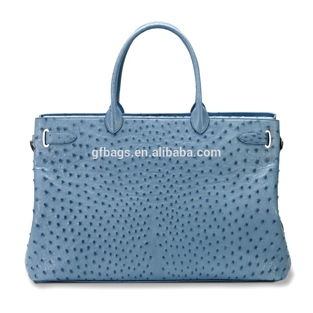 Ladies Ostrich with Silver Finish Leather Tote Bags