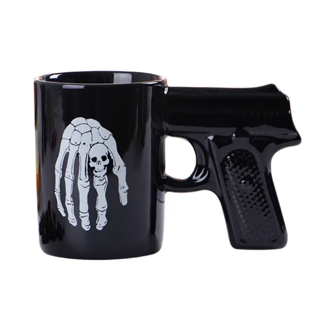 

3d gun handle mug pistol office ceramic coffee milk tea mugs and cups unique gift Idea for halloween, Picture shows