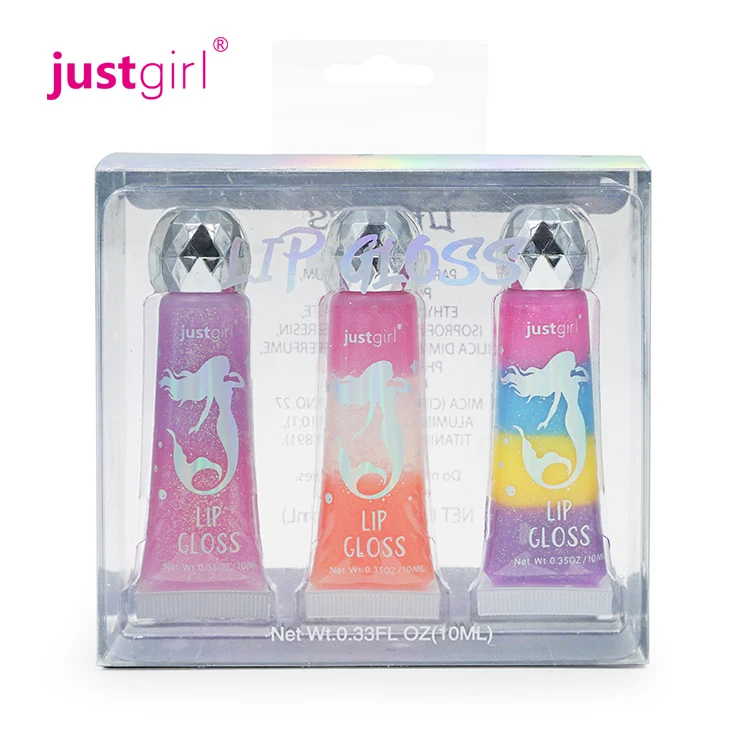 3pk Multicolor Lip Gloss In One Tube Novelty Lip Gloss Tube Glitter