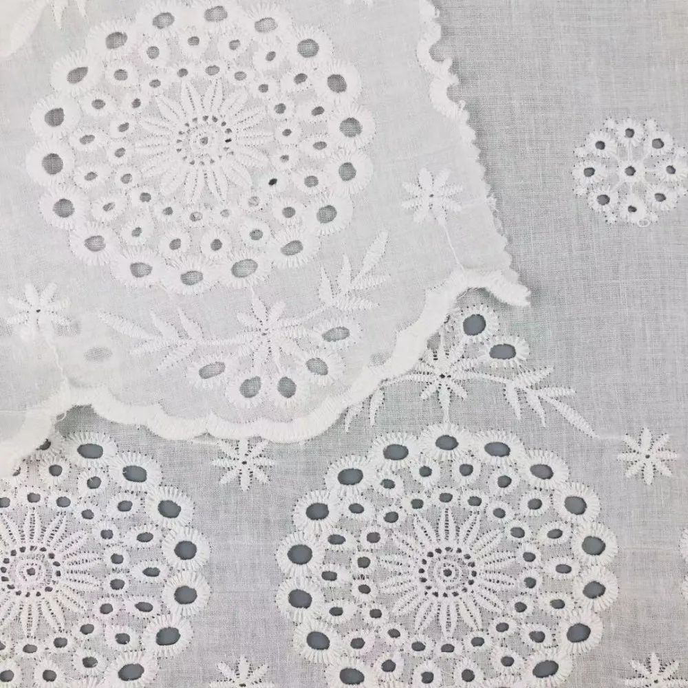 New Style White Cotton Lace Embroidery Fabric For White Cotton Lace ...