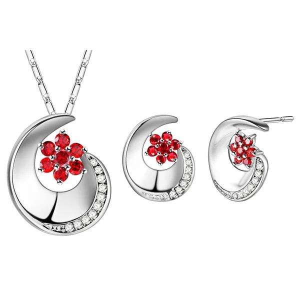 

fashion moon shaped pave zirconia flower pendant African Bridal Fashion Earring Necklace set Hainon Jewelry, Picture