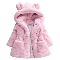 

Children Girls Winter Christmas Coat Faux Fur Fleece Thicken Warm Outerwear Hooded Snowsuit Baby Kids Jacket E9099