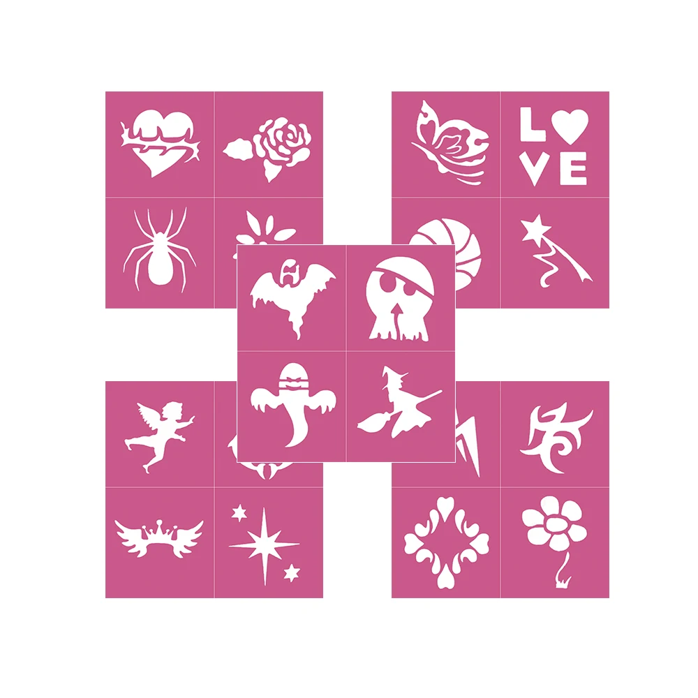 

The hot sale glitter tattoo stencil set(5pcs/set), Colorful