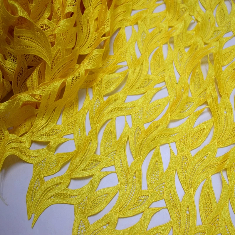 

Yellow guipure lace indian lace fabrics african cord lace HY0433