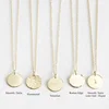 14K Gold Tiny Disk Hammered Pendant Necklace Personalized A-Z Initial Letter Engraved Monogram Coin Disc Necklace